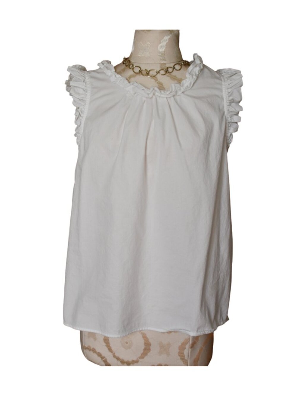 J. Crew Sleeveless Ruffle Collar Top